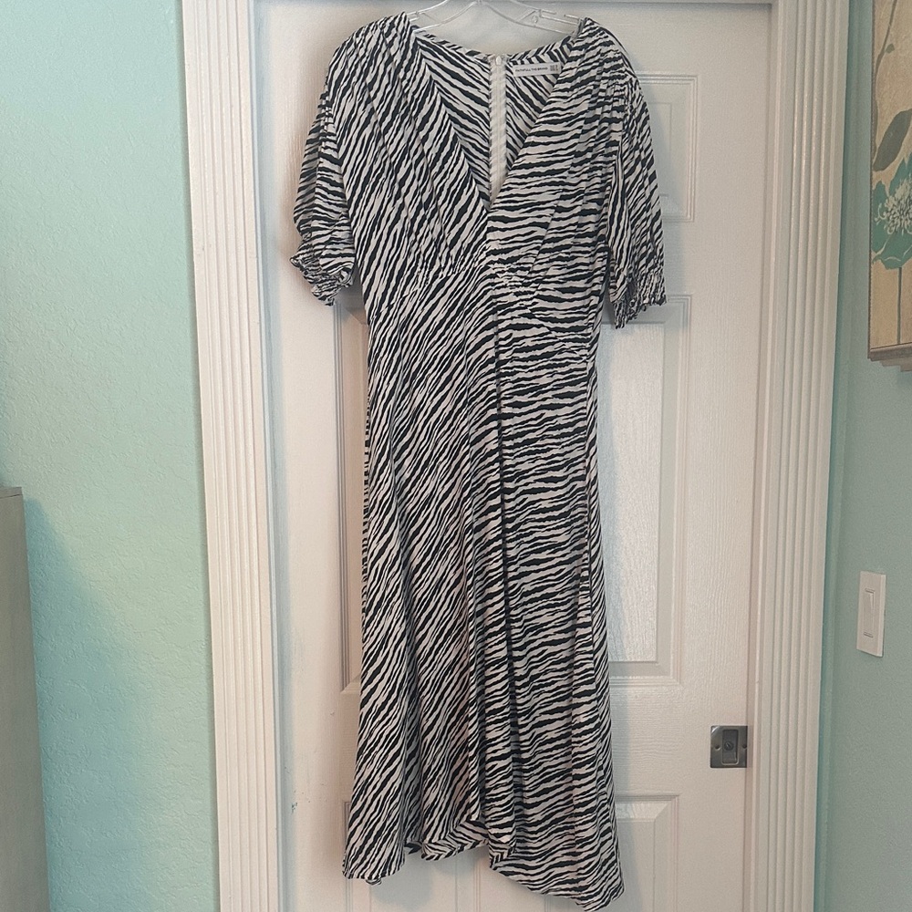 Faithfull the Brand Zebra Print Asymmetrical Dress